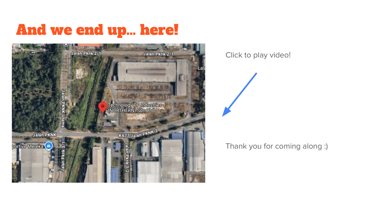 Slide showing satellite imagery of the recycling plant in Malaysia where the shipment ended up